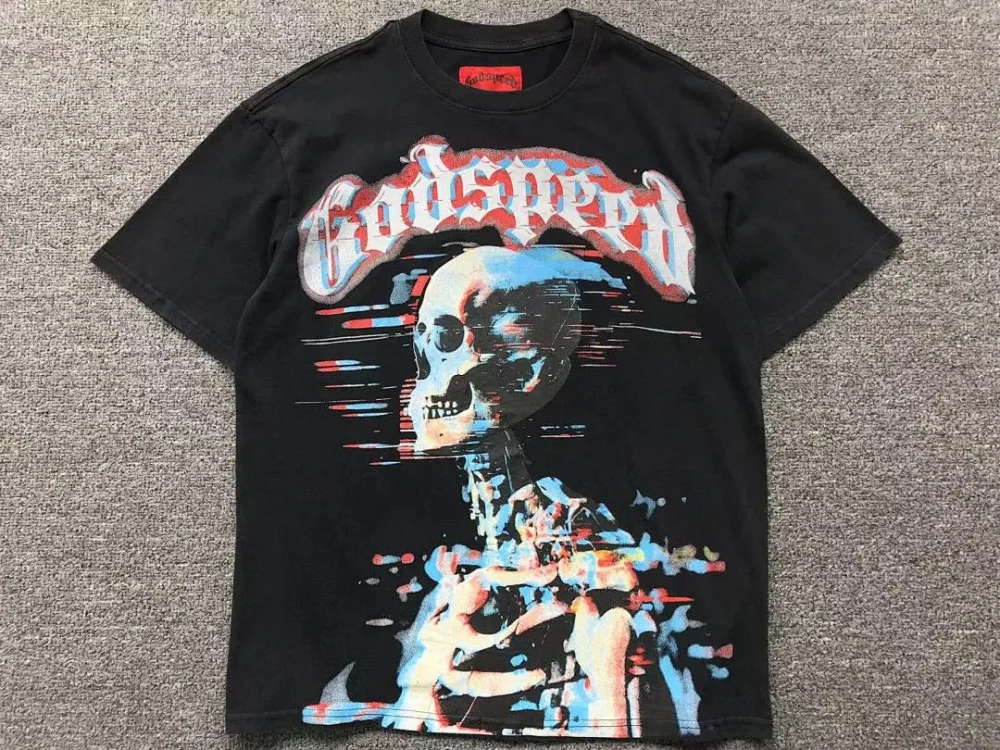 GODSPEED Black Skull Ghost Ride T-Shirt - close-up detail