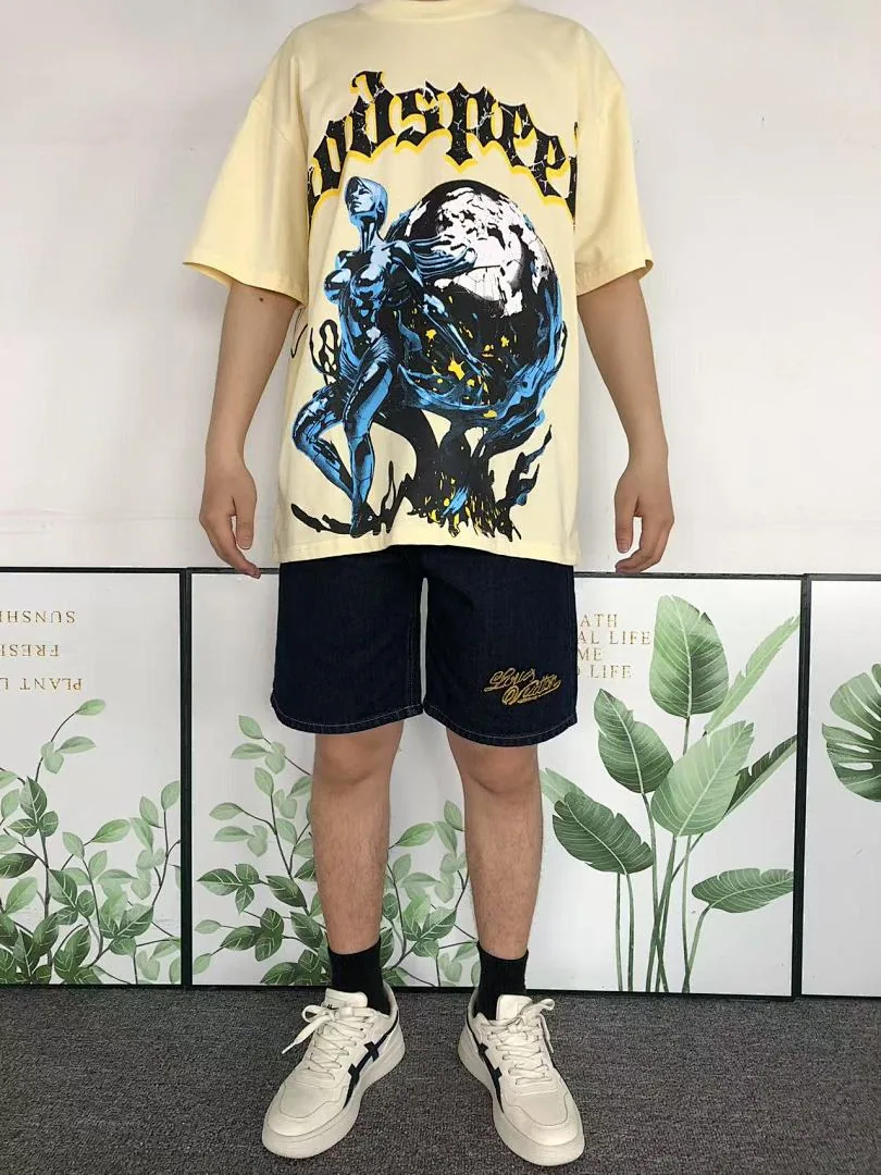 GODSPEED Cream Earth Hug GS Logo T-Shirt - print detail