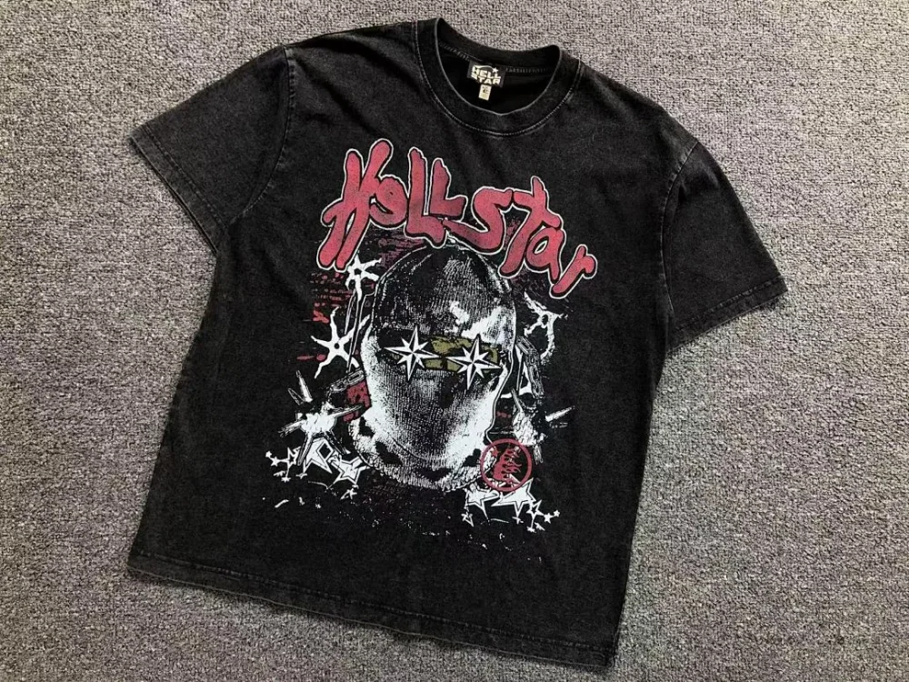 HELLSTAR Black Washed Skull Roses T-Shirt - alternate angle