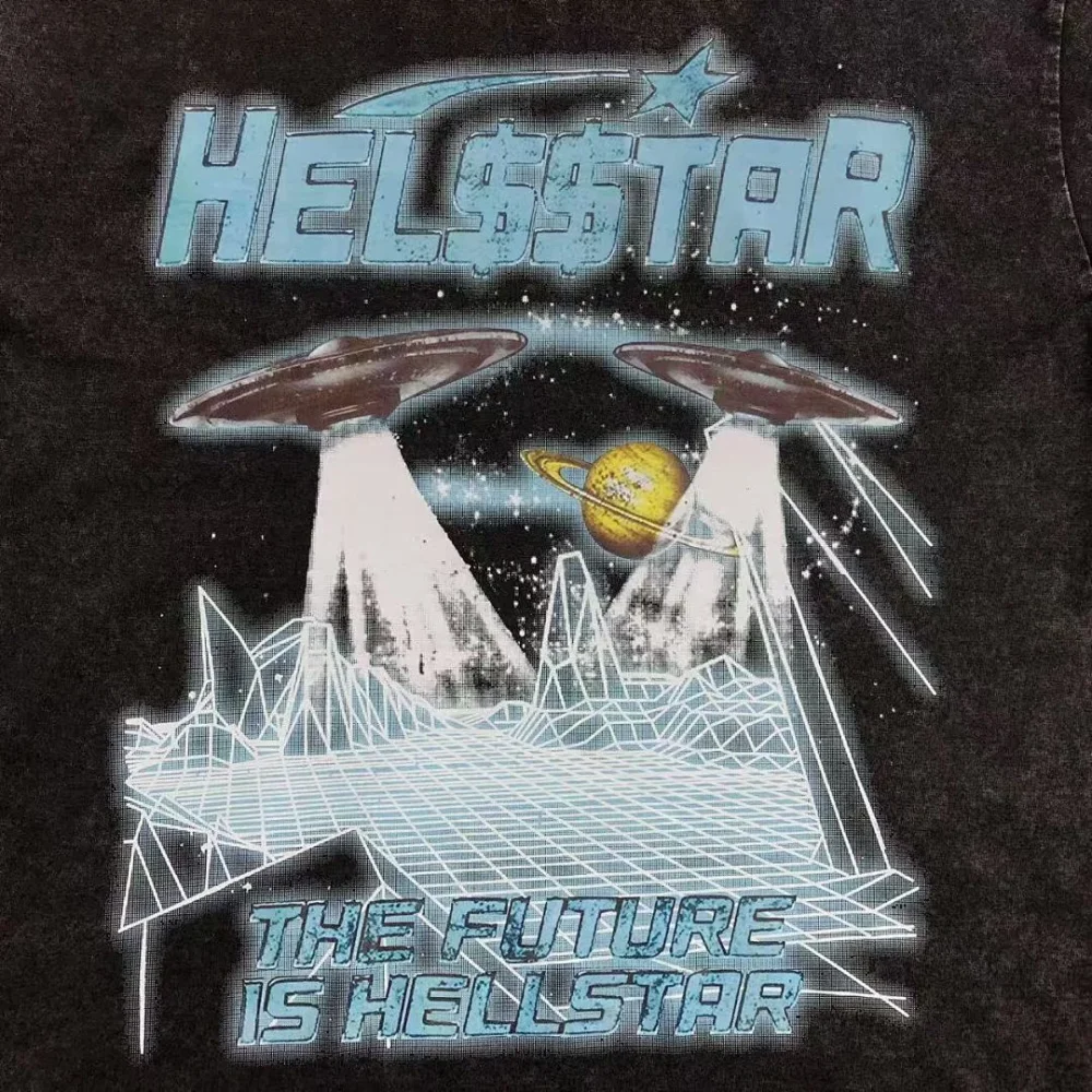 HELLSTAR Black Blue City Inferno Scene T-Shirt - styled shot