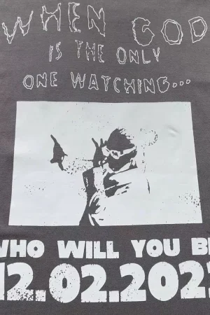 HELLSTAR Grey When God Who Will You Be T-Shirt