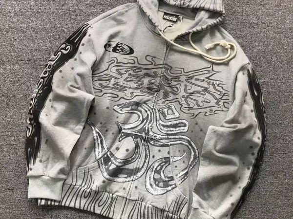 HELLSTAR Grey All-over Graffiti Hoodie - styled shot