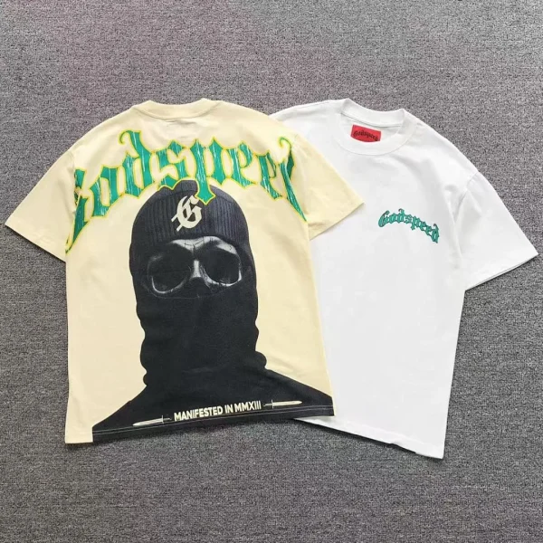 GODSPEED Cream GS Balaclava Logo T-Shirt - front view