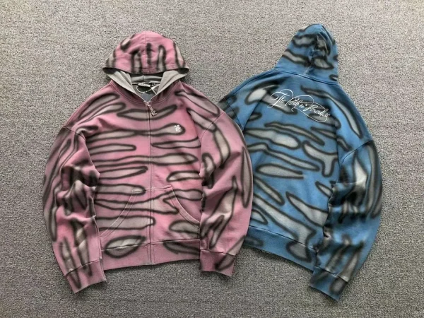 HELLSTAR Pink Flame Washed Hoodies Hoodie - close-up detail