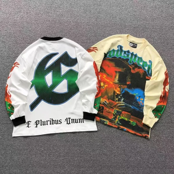 GODSPEED White GS Logo E Pluribus Unum Long Sleeve - front view