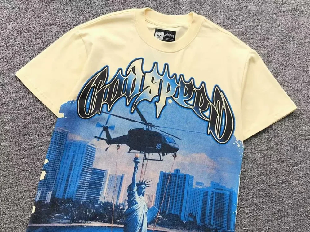 GODSPEED Cream City Helicopter Scene T-Shirt - size reference