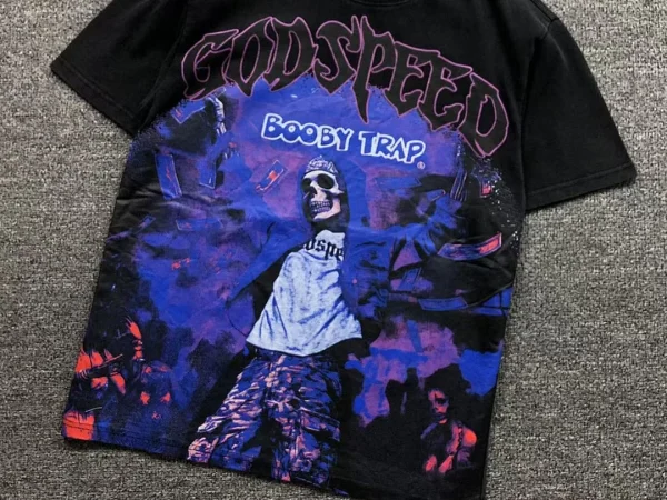 GODSPEED Black Purple Rapper Concert T-Shirt - size reference