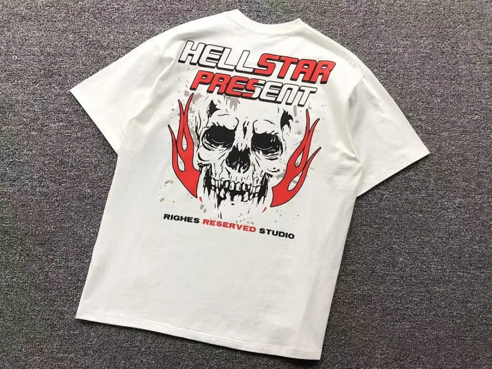 HELLSTAR Black Red Skull Flame T-Shirt - size reference