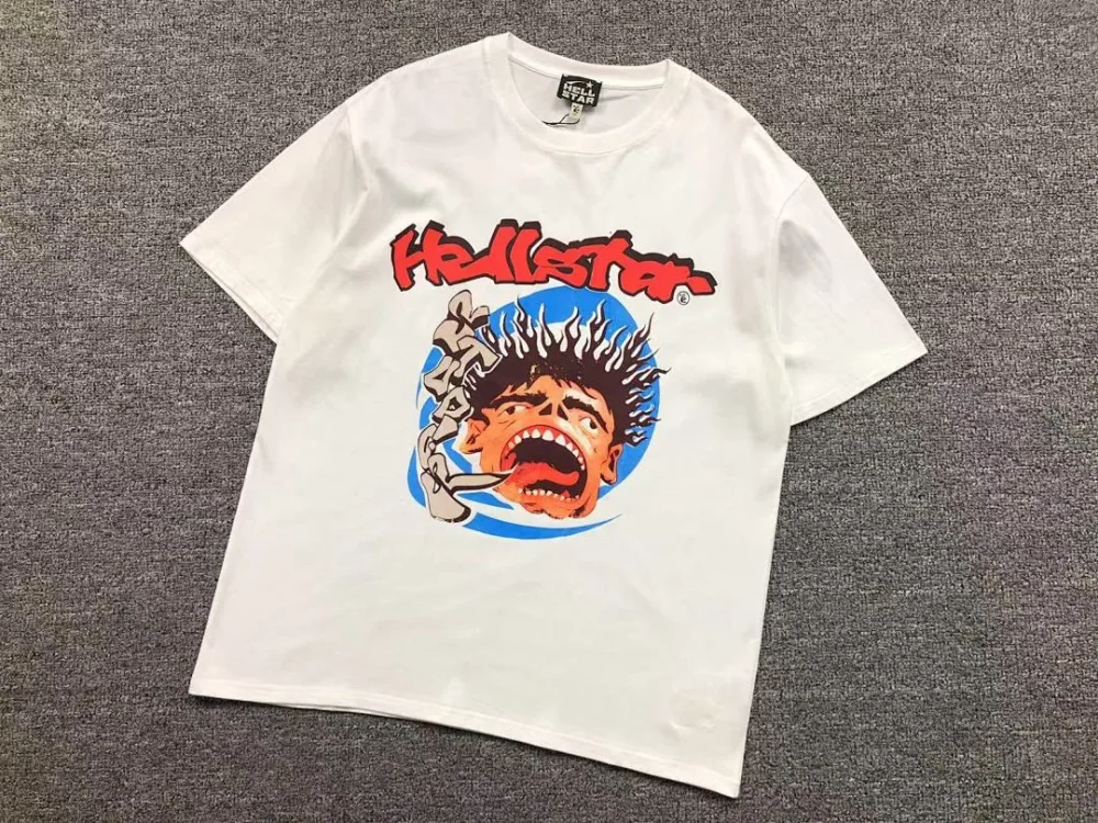 HELLSTAR White Blue Afro Cartoon T-Shirt - second colorway