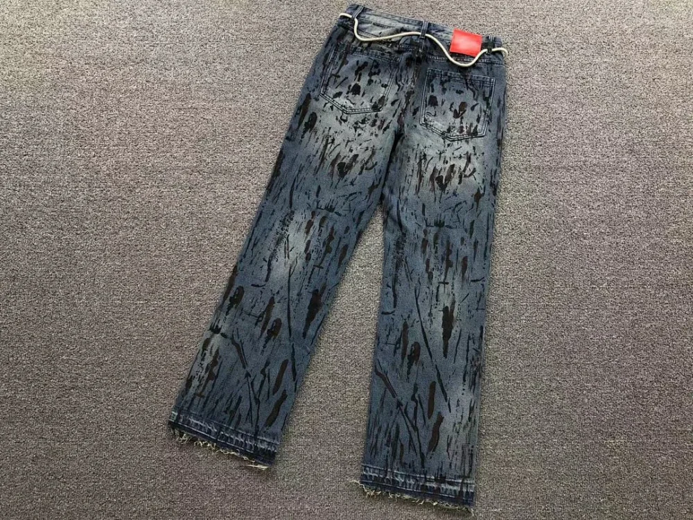 HELLSTAR Blue Splatter Distressed Jeans - alternate angle