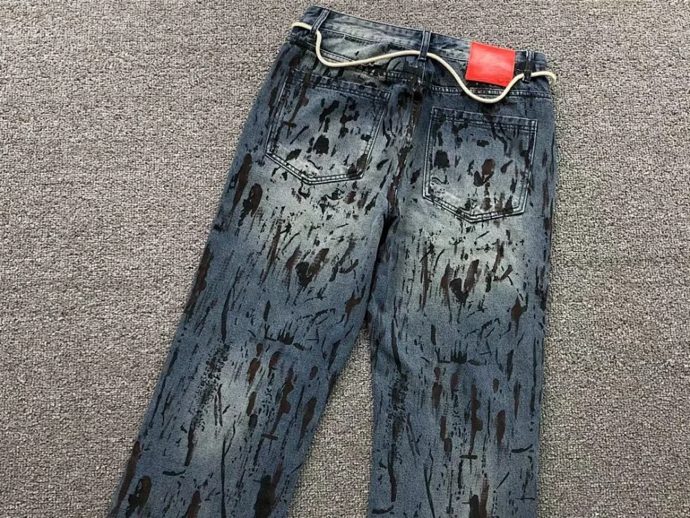 HELLSTAR Blue Splatter Distressed Jeans - size reference