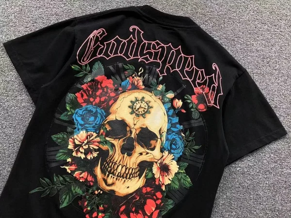 GODSPEED Black Floral Skull Roses T-Shirt - second colorway