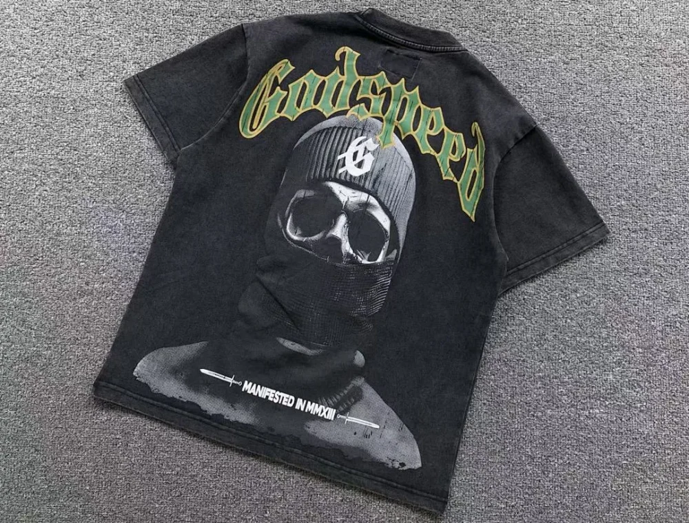 GODSPEED Cream Skull Balaclava GS T-Shirt - styled shot