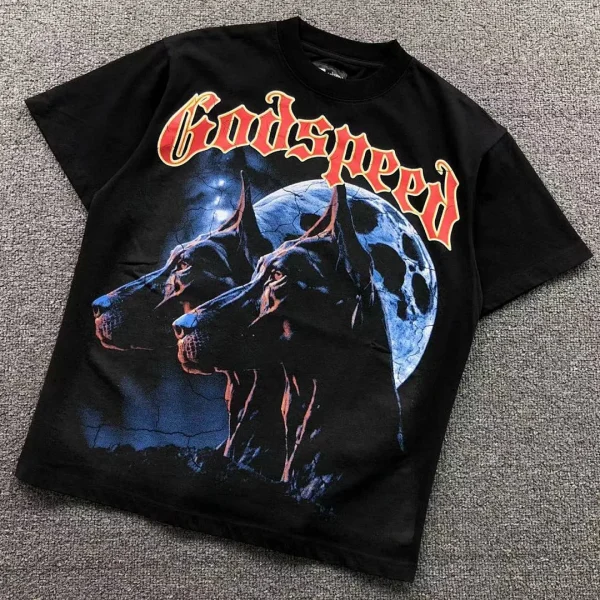 GODSPEED Black Doberman Moon Night T-Shirt - front view