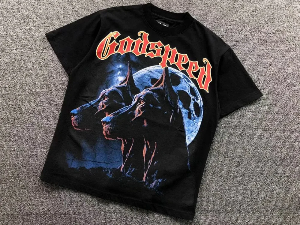 GODSPEED Black Doberman Moon Night T-Shirt - alternate angle