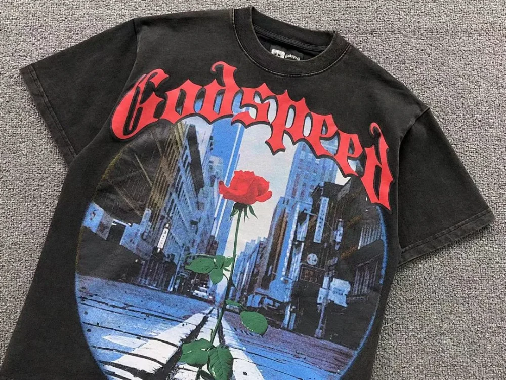 GODSPEED Black Rose City Street T-Shirt - size reference
