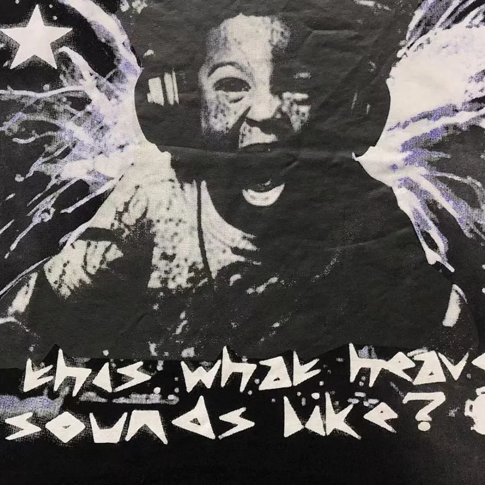HELLSTAR Black Dj Records Heaven Sounds T-Shirt - fabric detail