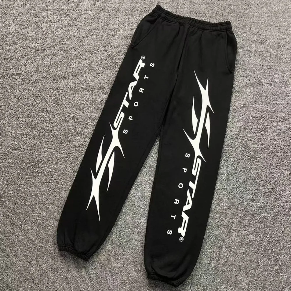 HELLSTAR Black White Racing Side Sweatpants - front view
