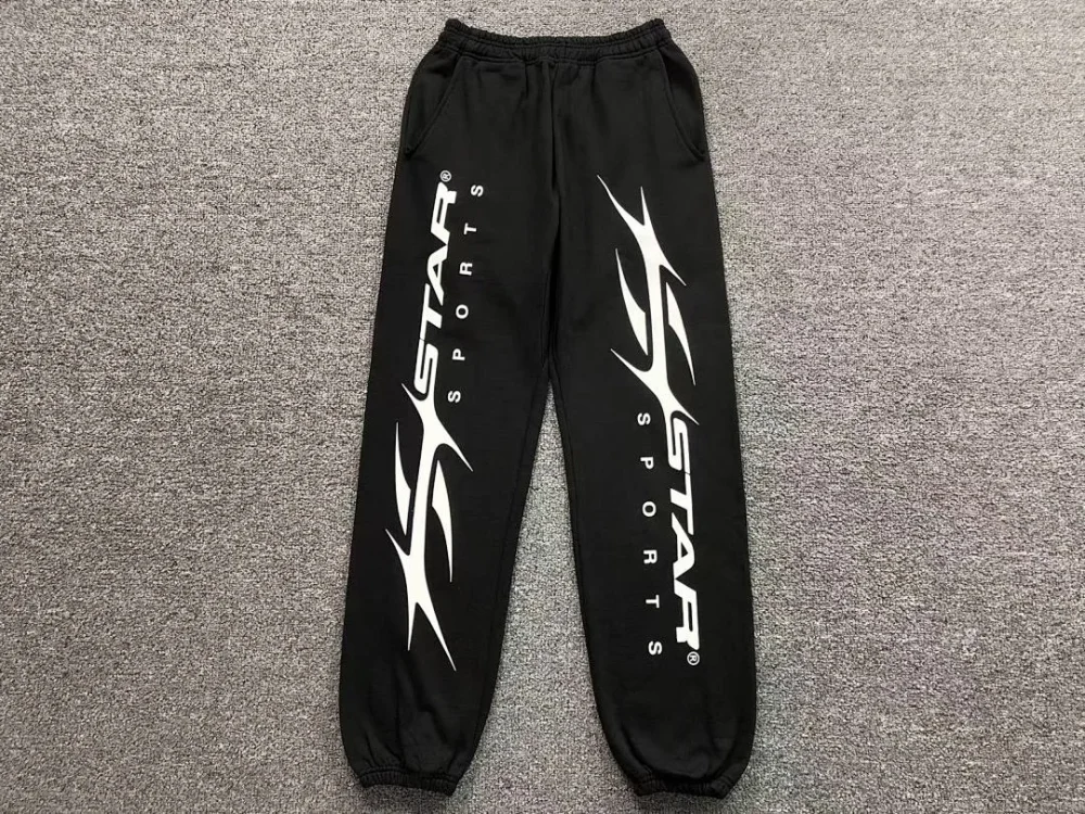 HELLSTAR Black White Racing Side Sweatpants - close-up detail