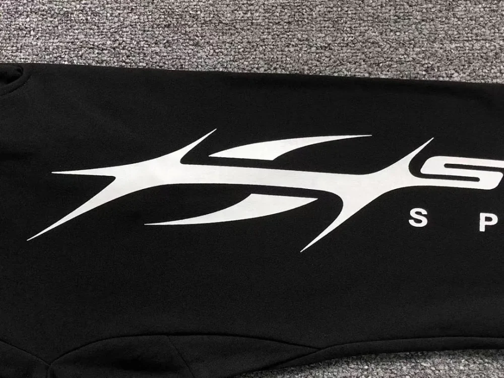 HELLSTAR Black White Racing Side Sweatpants - styled shot