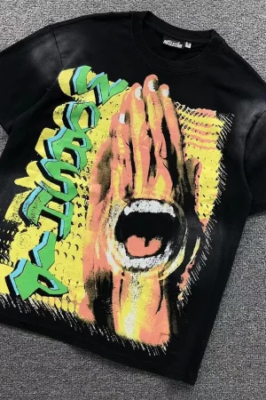 HELLSTAR Black Red Yellow Screaming Hand T-Shirt
