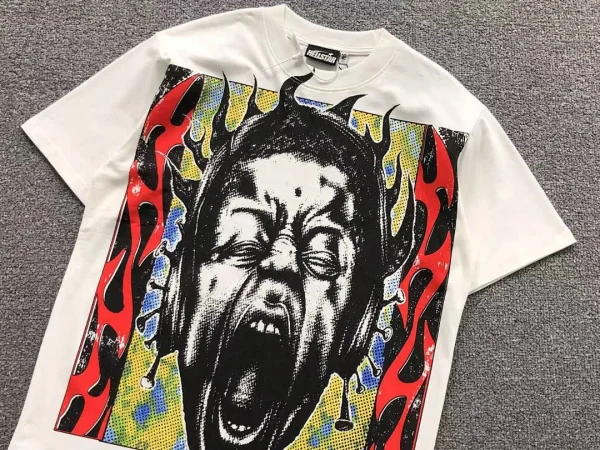 HELLSTAR White Red Frame Screaming Face T-Shirt - size reference