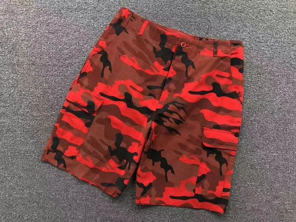 HELLSTAR Red Black Camo Cargo Shorts - fabric detail