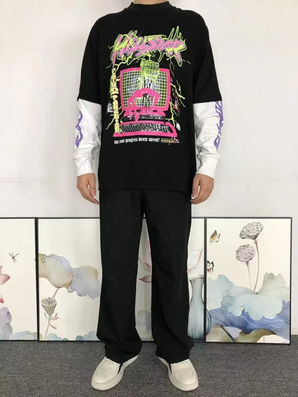 HELLSTAR Black Pink Graphic Long Sleeve - print detail