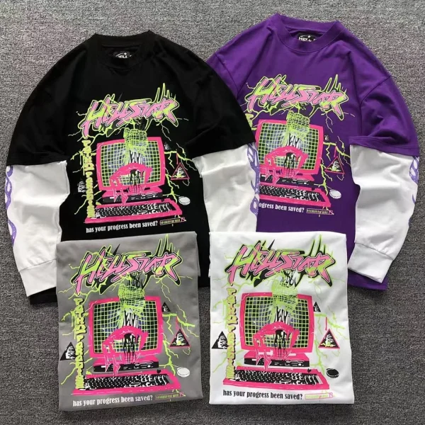 HELLSTAR Black Pink Graphic Long Sleeve - front view
