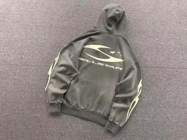 HELLSTAR Grey Black Logo Hoodie - alternate angle