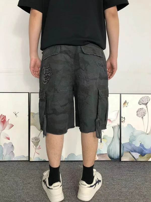 HELLSTAR Grey Dark Grey Cargo Shorts - full look