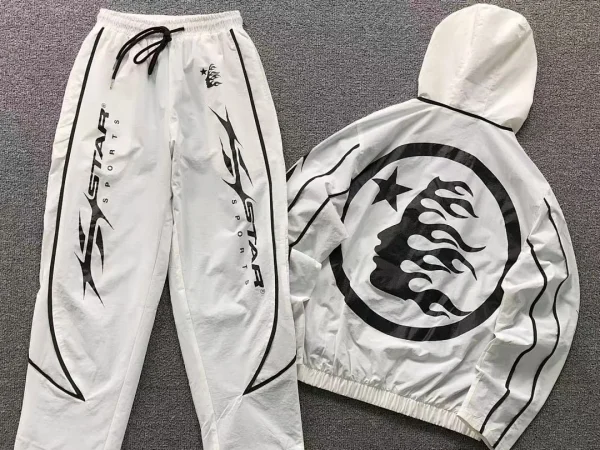 HELLSTAR White Black Flame Face Hoodie Set - styled shot