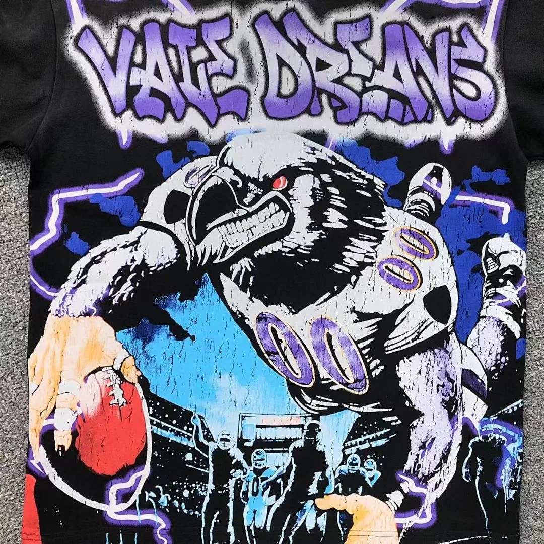 VALLEY Black Graffiti Lightning Football Player T-Shirt - photo 8