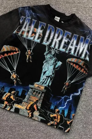 VALLEY Black Statue of Liberty Paratroopers T-Shirt