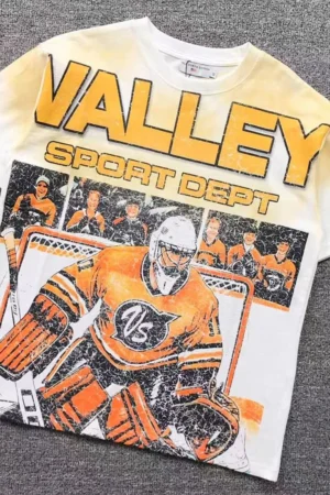 VALLEY White Sport Dept Hockey Goalie Print T-Shirt