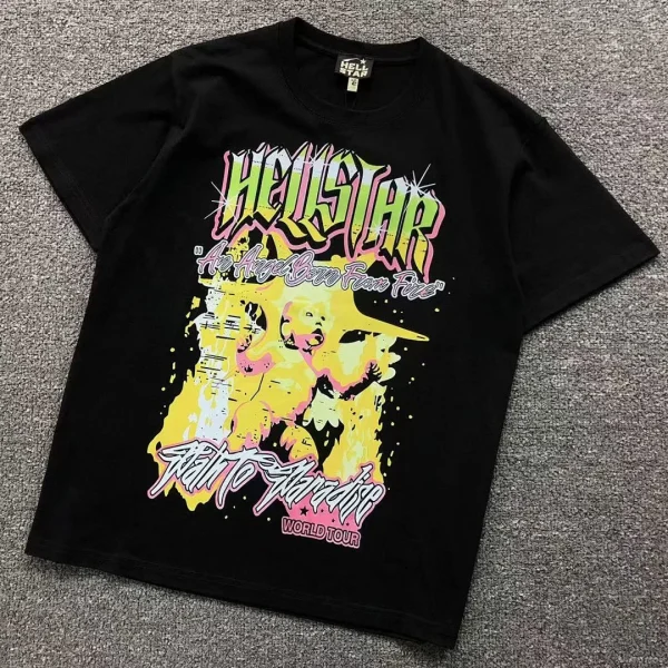 HELLSTAR Black Welcome to My Paradise Sunglasses T-Shirt - front view