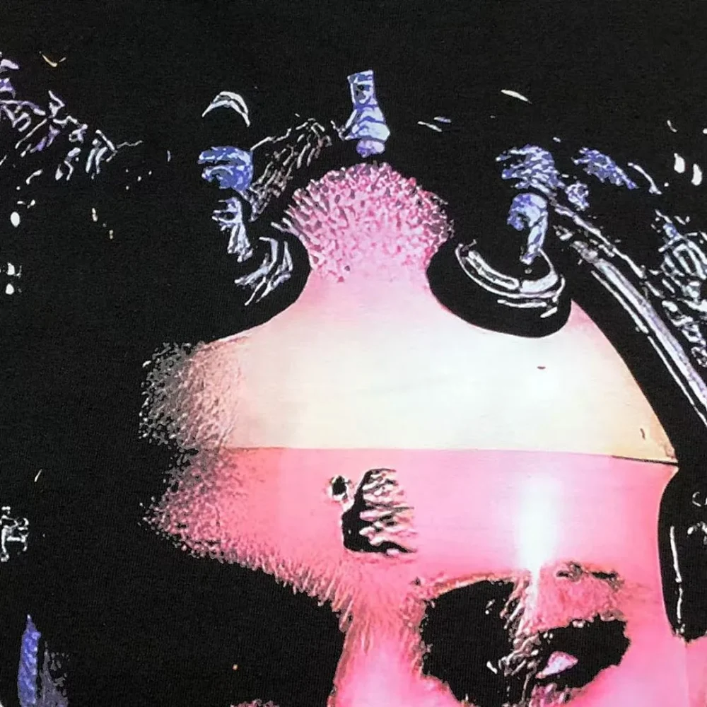 HELLSTAR Black Pink Face Woman Portrait T-Shirt - fabric detail