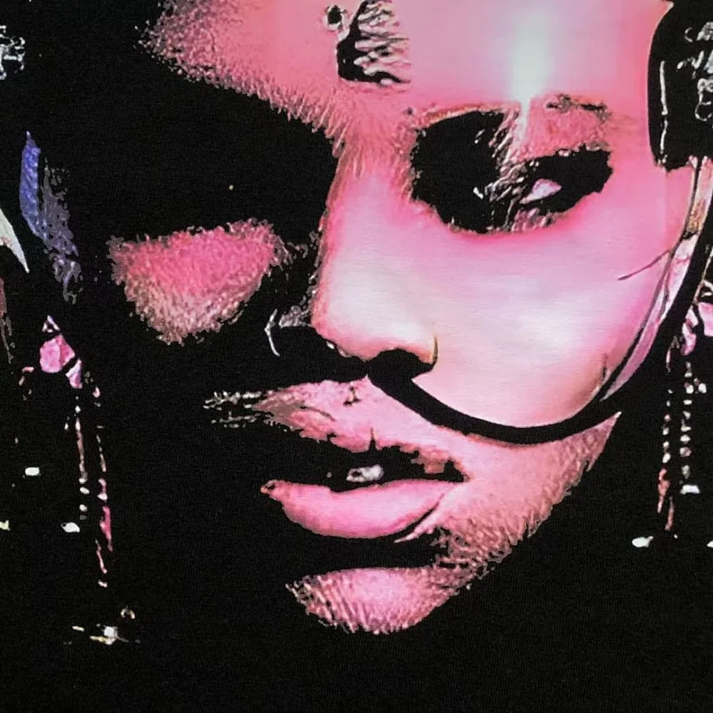HELLSTAR Black Pink Face Woman Portrait T-Shirt - second colorway