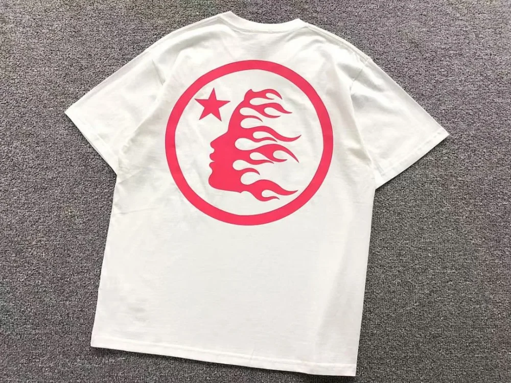 HELLSTAR White Red Circle Logo T-Shirt - size reference