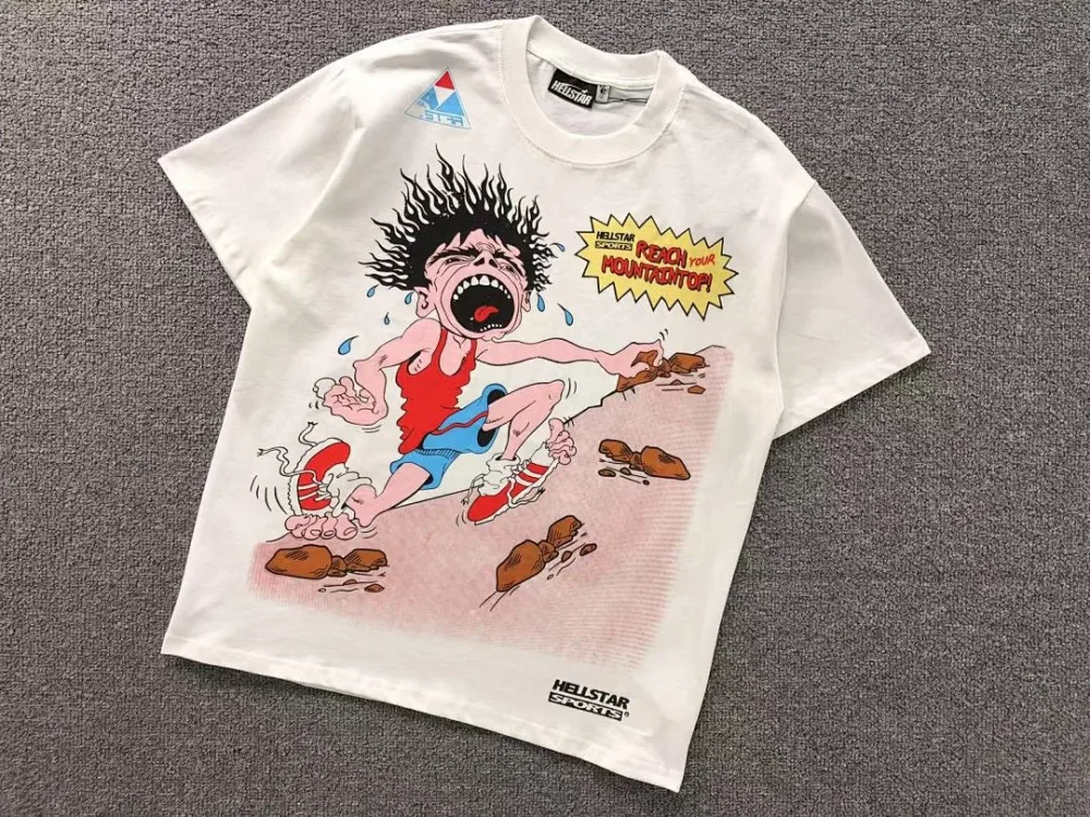 HELLSTAR White Cartoon Runner Kid T-Shirt - alternate angle