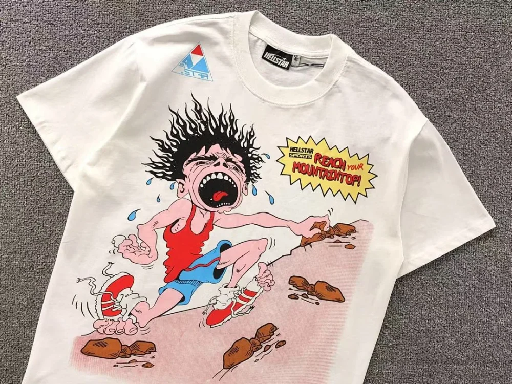 HELLSTAR White Cartoon Runner Kid T-Shirt - size reference