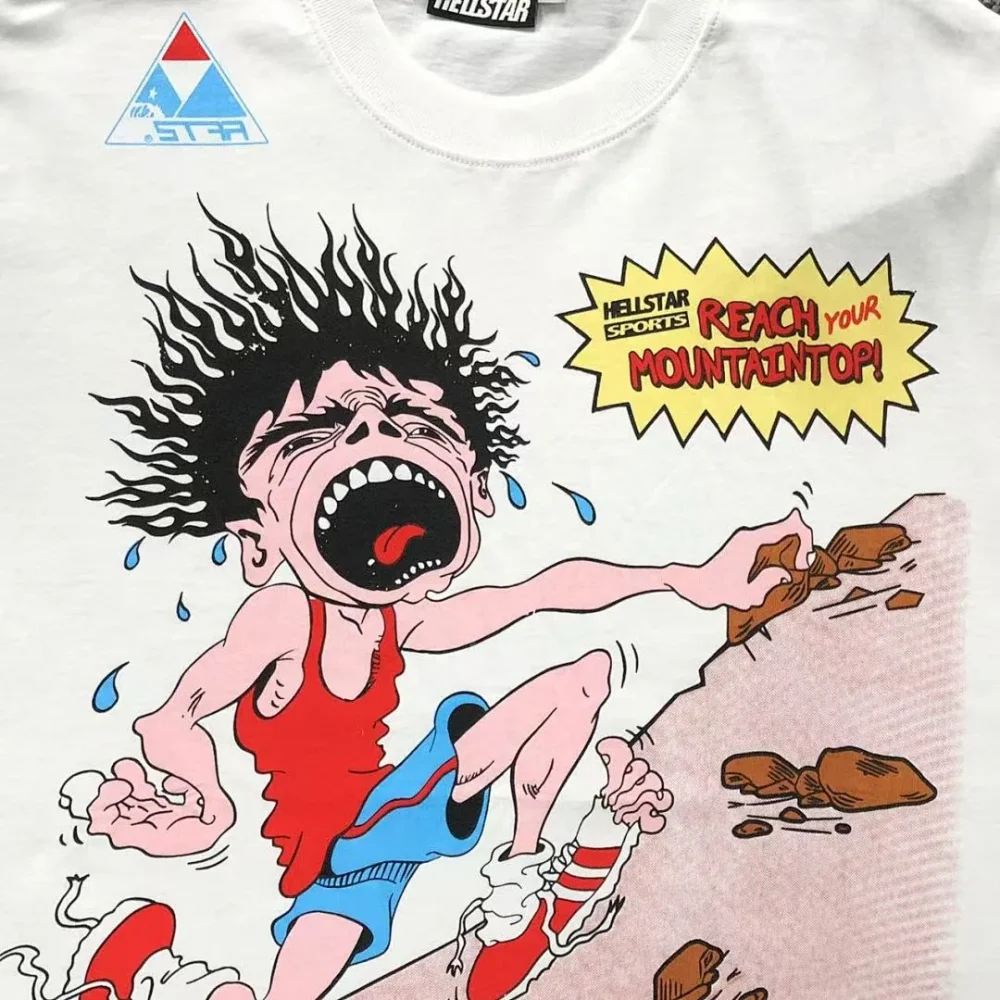 HELLSTAR White Cartoon Runner Kid T-Shirt - fabric detail