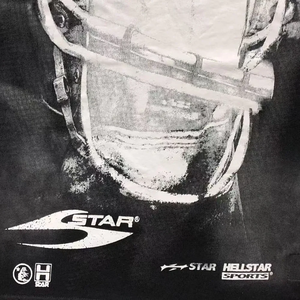 HELLSTAR Black White Skull Helmet T-Shirt - second colorway