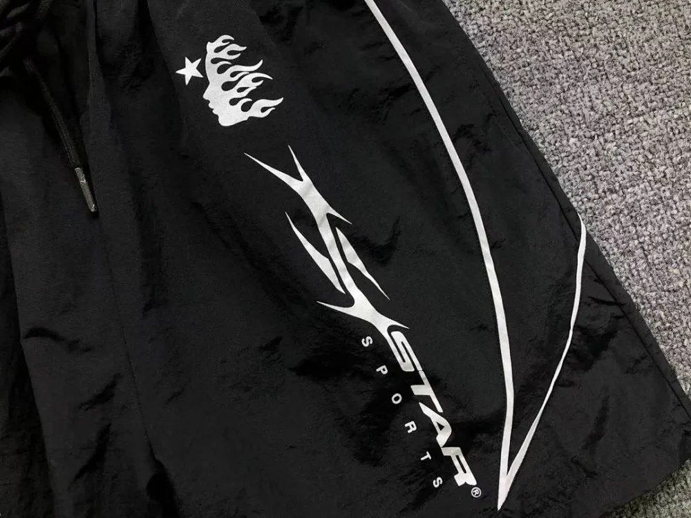 HELLSTAR Black White Stripe Side Shorts - styled shot