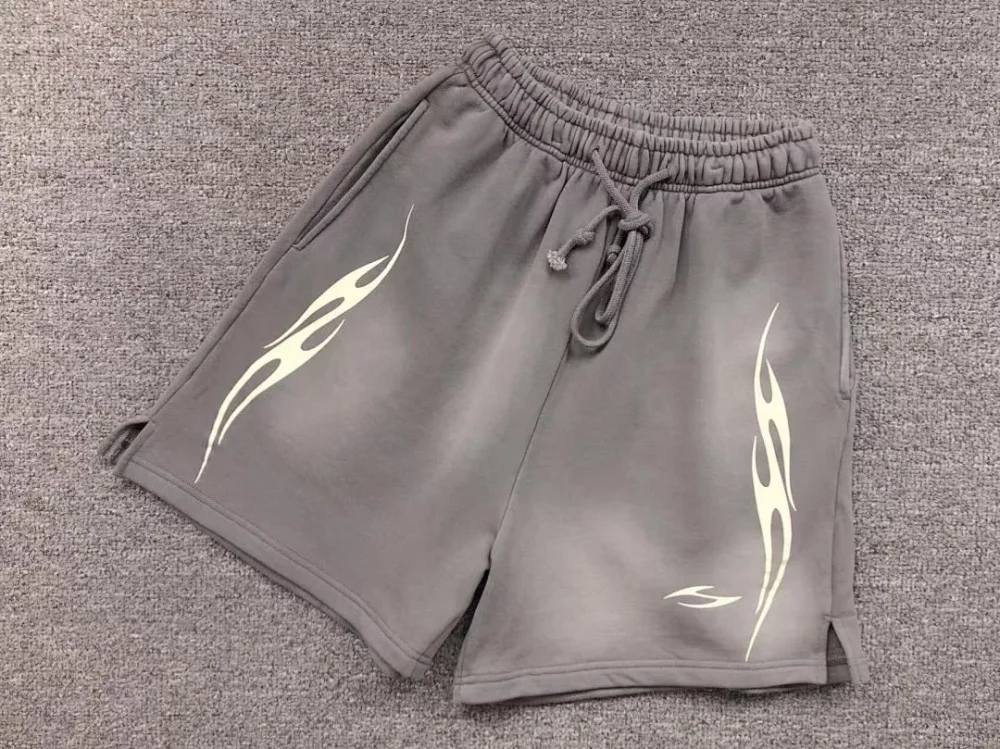 HELLSTAR Grey White Flame Side Shorts - alternate angle