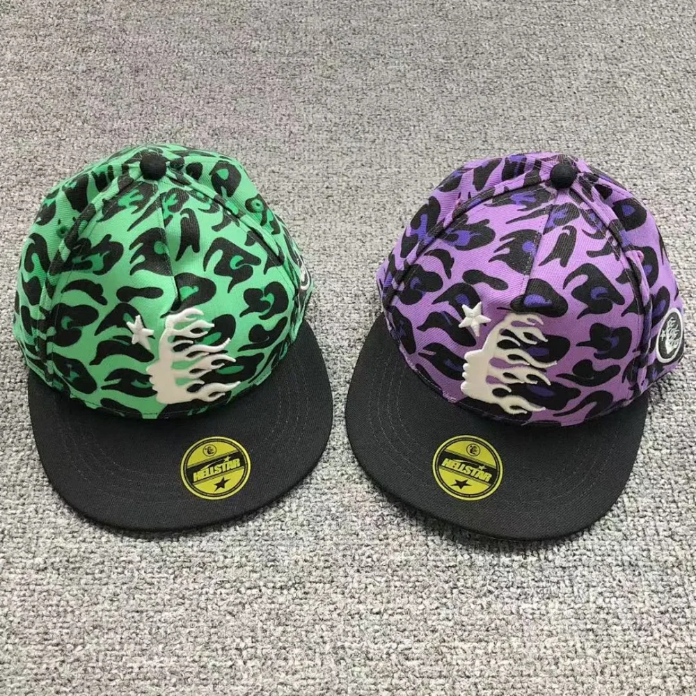 HELLSTAR Green Leopard Caps Hat - front view