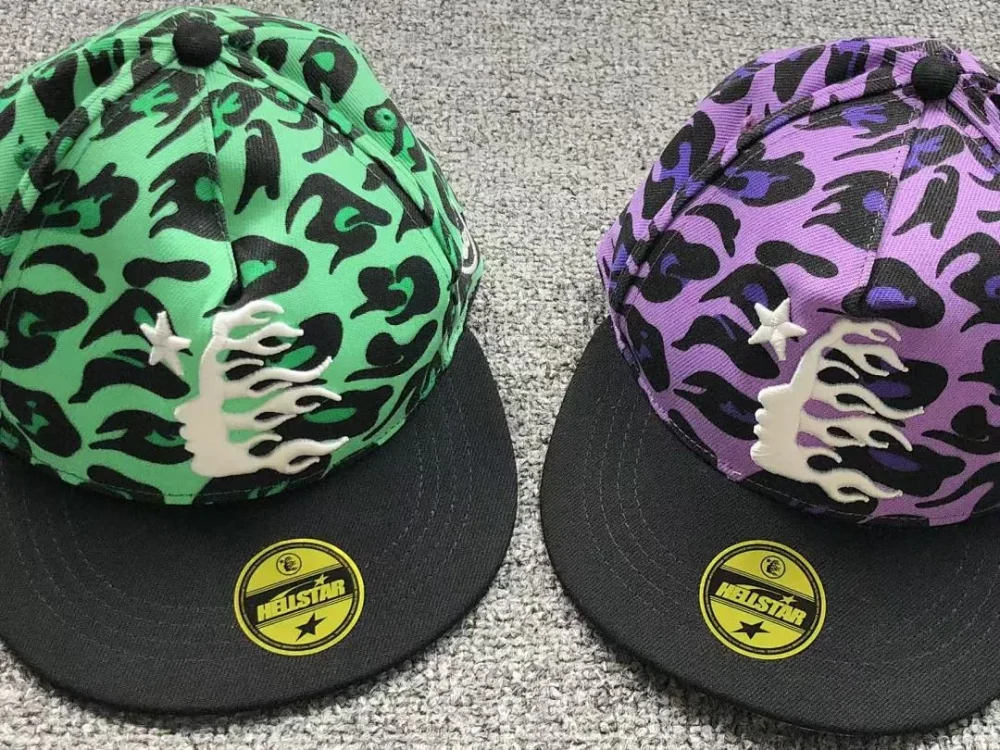 HELLSTAR Green Leopard Caps Hat - print detail