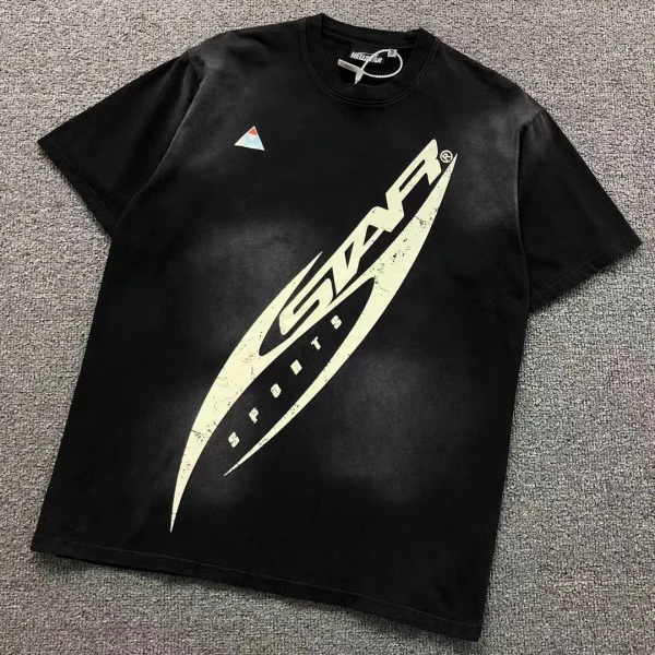 HELLSTAR Black White Slant Star T-Shirt - front view