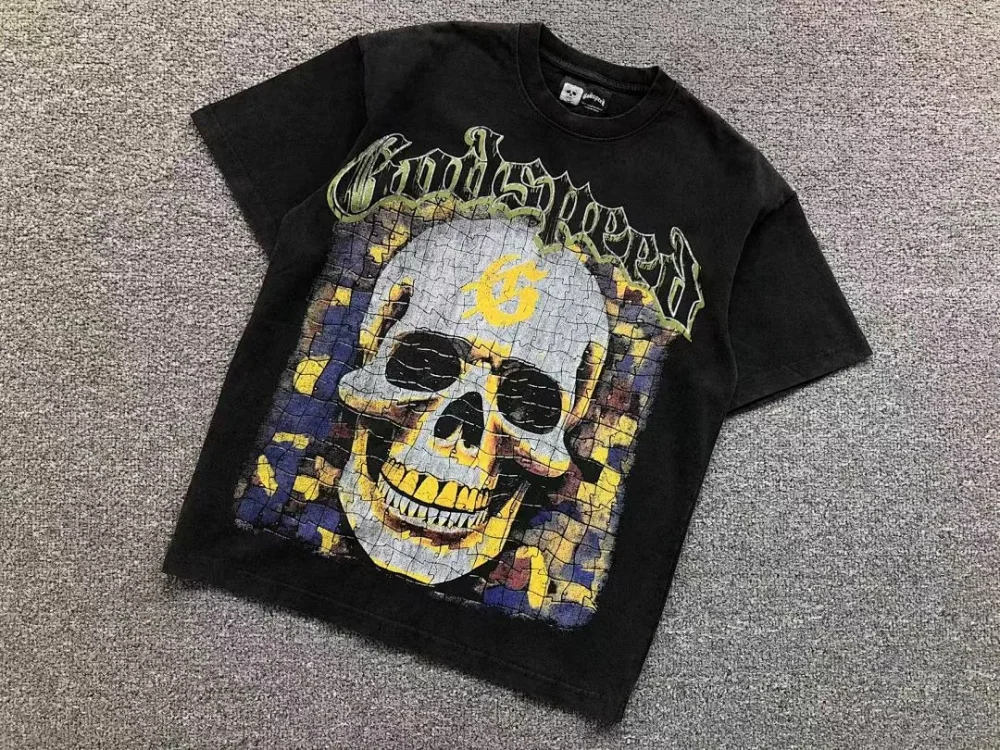 GODSPEED Black Yellow Skull Mosaic GS T-Shirt - alternate angle