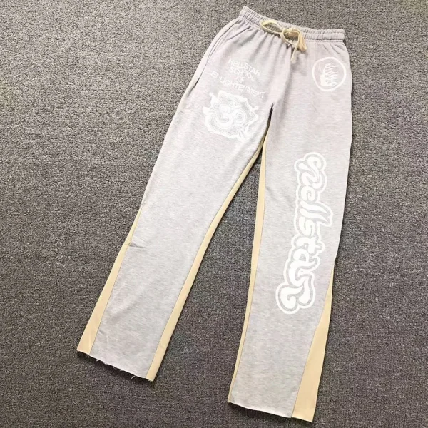 HELLSTAR Cream White Logo Sweatpants - front view